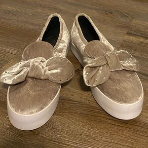 Rebecca Minkoff Velvet Bow Sneaker in Cream